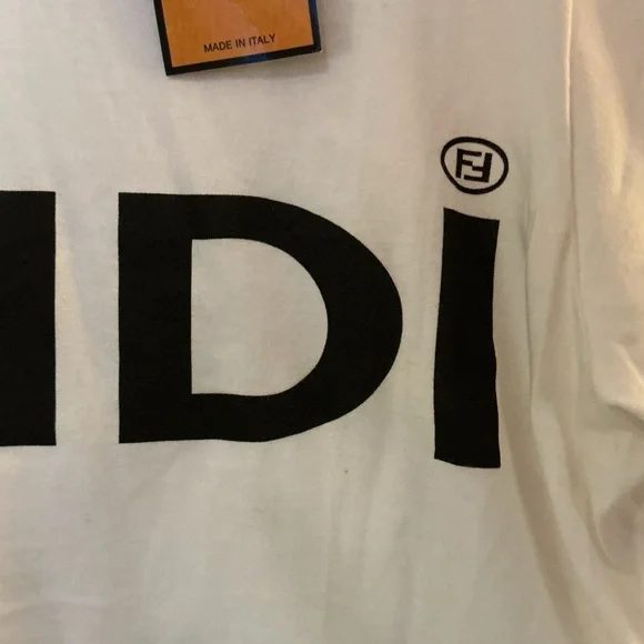 FENDI Authentic Vintage Unisex Logo Short Sleeve Tee New w Tags GB Size 12 Small - Picture 15 of 16